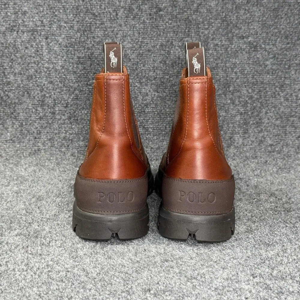 Polo Ralph Lauren Oslo Chelsea Boots Men's 7 Brown Leather Classic Pull On Shoes